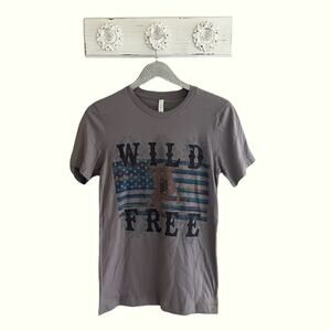 Wild & Free Cowboy Flag Graphic Tee Shirt